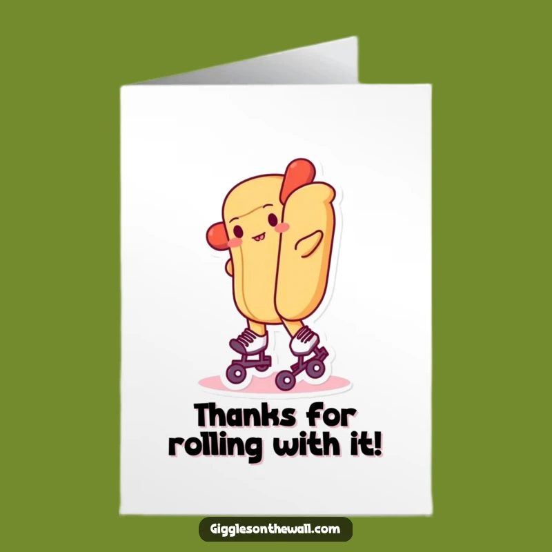 Free Printable Funny Hot Dog Roller Skate Thank You Card - Print at Home!