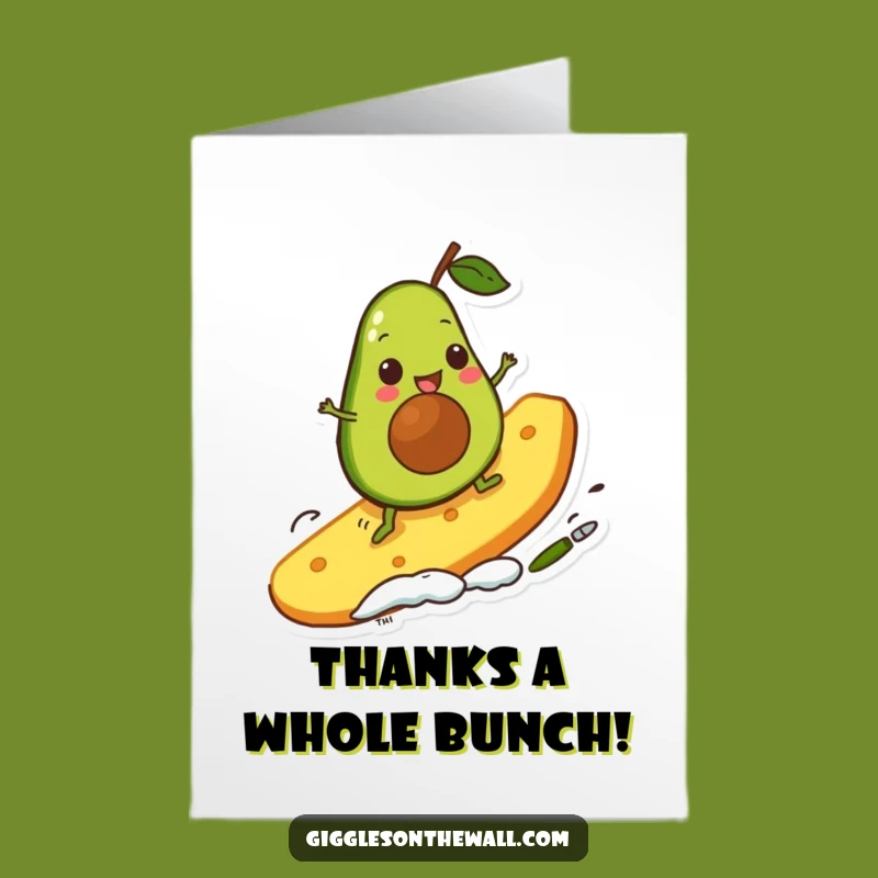 Free Printable Thank You Card: Avocado Grateful Surfer Dude!