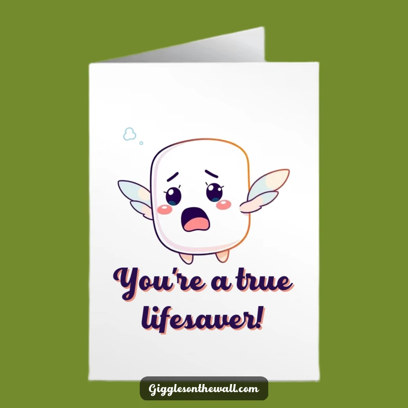 Free Printable Thank You Card: Startled Marshmallow Flying Funny Downloadable Gift