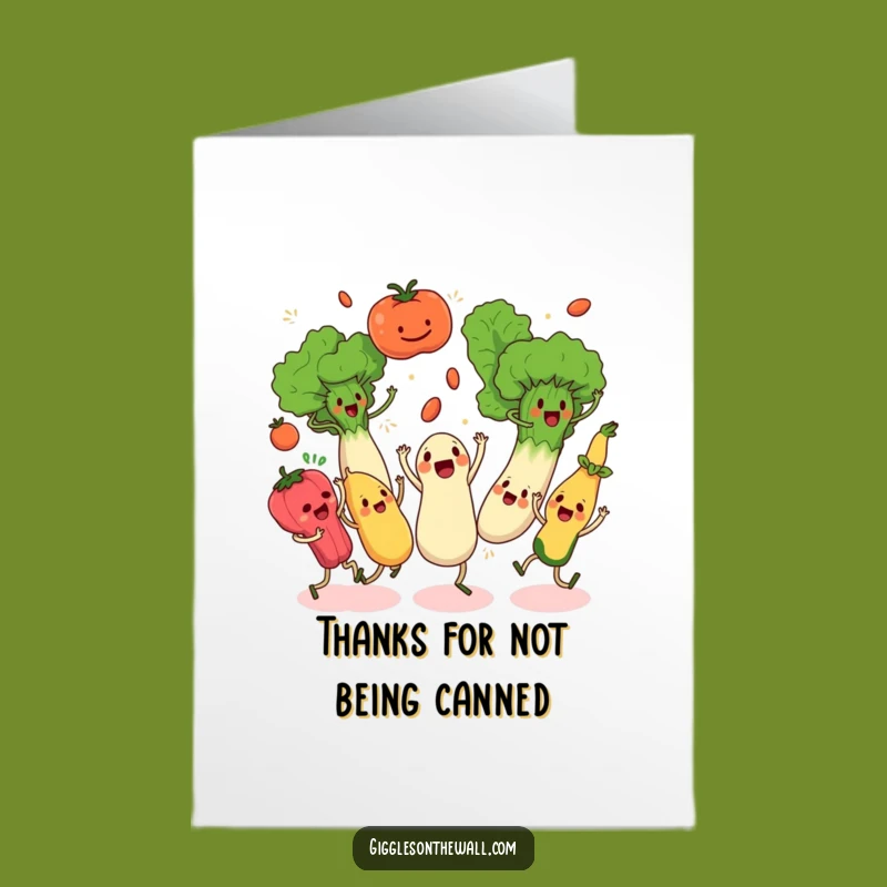 Free Printable Veggie Dance Thank You Card: Groovy Humor Downloadable Gift