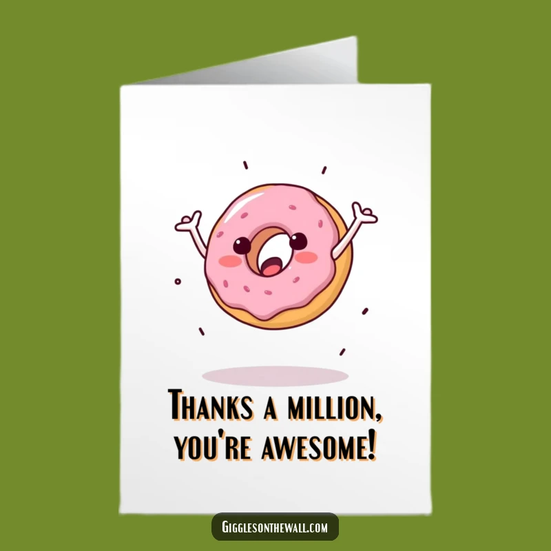 Free Printable Thank You Donut Cartwheel: Funny Clumsy Card, Downloadable Gift for Your Gratitude