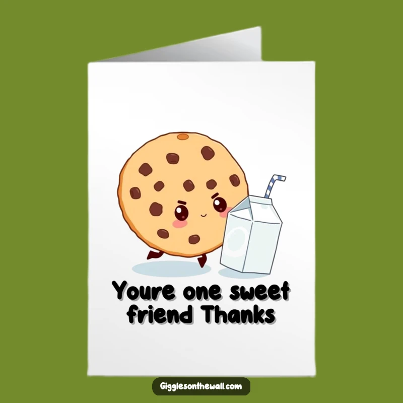 Free Printable Thank You Card Cookie Chasing Milk Downloadable Gift