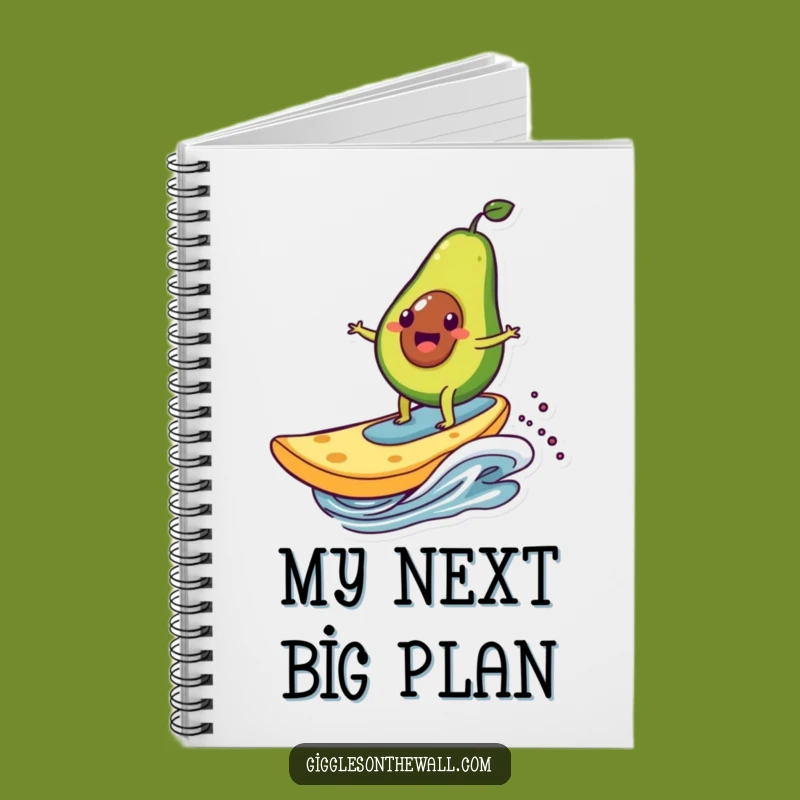 Funny Avocado Surfing Chip Notebook - Jot Down Ideas with Flair