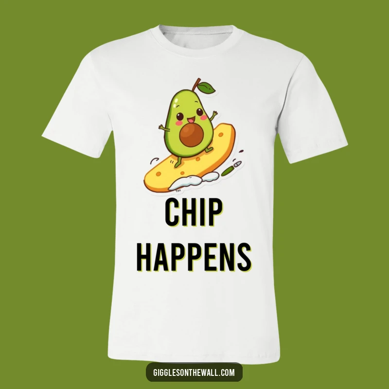 Funny Avocado Surfer T-Shirt: Cute Character on Chip, Hilarious Gift