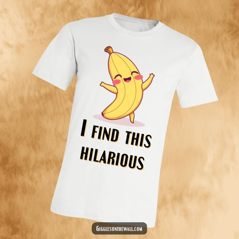 Funny t-shirt featuring a laughing banana peel comically tripping over itself, highlighting a classic comedic moment.