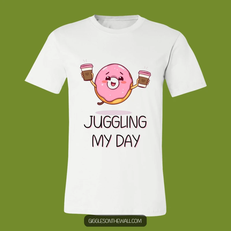 Funny Giddy Donut Juggling T-Shirt - Hilarious & Energetic Foodie Apparel