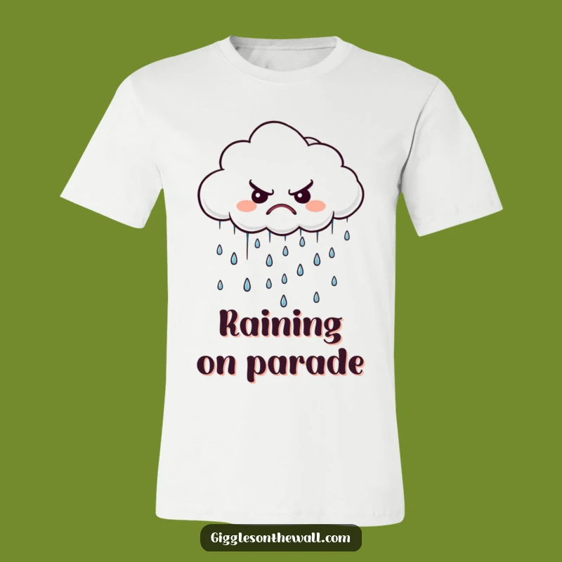 Funny Grumpy Cloud T-Shirt - Wearable Weather Woes with Disgruntled Tiny Raindrops