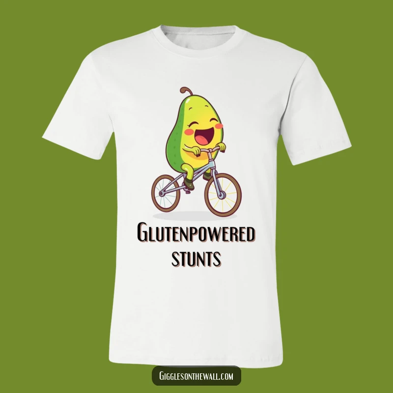T-Shirt: Funny Laughing Avocado Riding Spaghetti Unicycle - A Hilarious Quirky Tee!