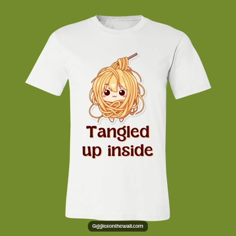 Funny Tangled Ramen T-Shirt - Confused Noodle Character Shirt - Ideal Funny Gift