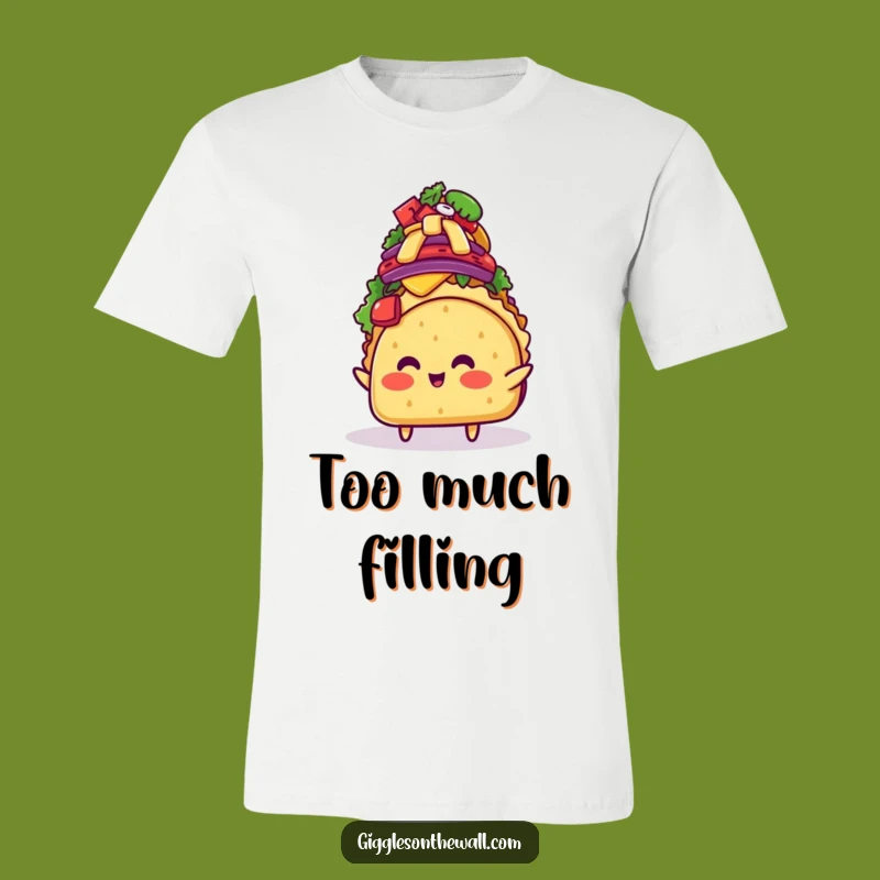 Funny Taco Topping Balance T-Shirt: Blushing Character, Comical Foodie Gift