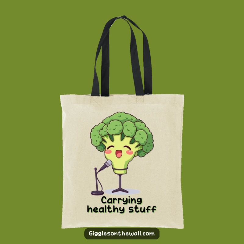Funny Opera Broccoli Tote Bag - Proud Vegetable Cartoon Accessory